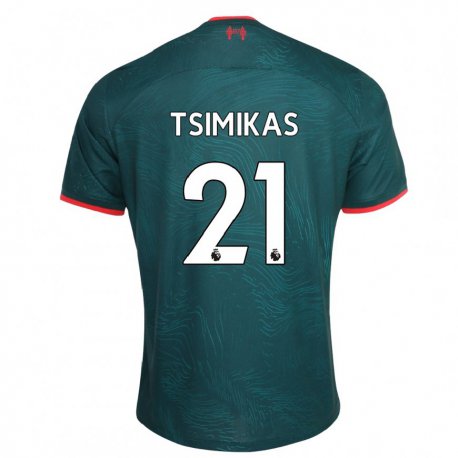 Kandiny Hombre Camiseta Konstantinos Tsimikas #21 Verde Oscuro Equipación Tercera 2022/23 La Camisa Chile