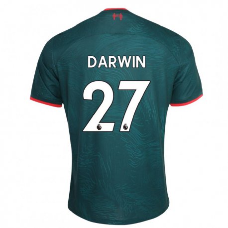 Kandiny Hombre Camiseta Darwin Nunez #27 Verde Oscuro Equipación Tercera 2022/23 La Camisa Chile