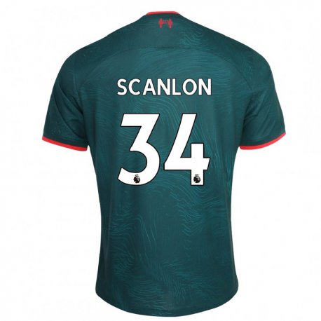 Kandiny Hombre Camiseta Calum Scanlon #34 Verde Oscuro Equipación Tercera 2022/23 La Camisa Chile