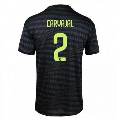 Kandiny Hombre Camiseta Daniel Carvajal #2 Negro Gris Oscuro Equipación Tercera 2022/23 La Camisa Chile