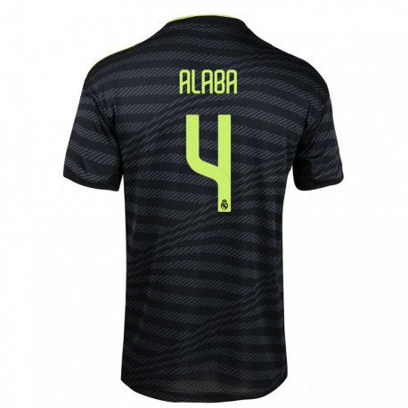 Kandiny Hombre Camiseta David Alaba #4 Negro Gris Oscuro Equipación Tercera 2022/23 La Camisa Chile