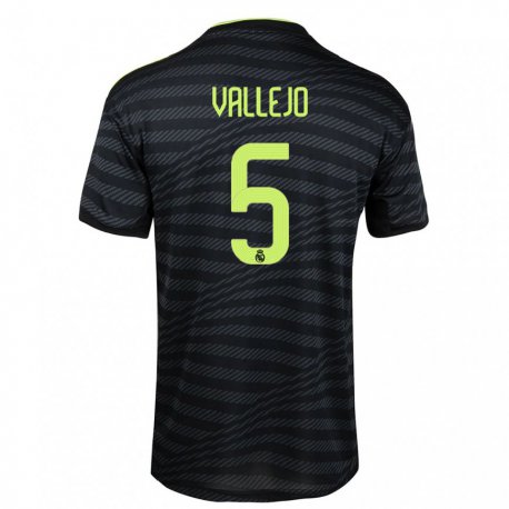 Kandiny Hombre Camiseta Jesus Vallejo #5 Negro Gris Oscuro Equipación Tercera 2022/23 La Camisa Chile