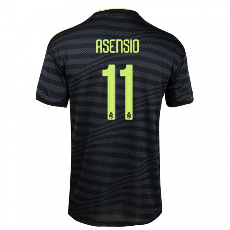 Kandiny Hombre Camiseta Marco Asensio #11 Negro Gris Oscuro Equipación Tercera 2022/23 La Camisa Chile
