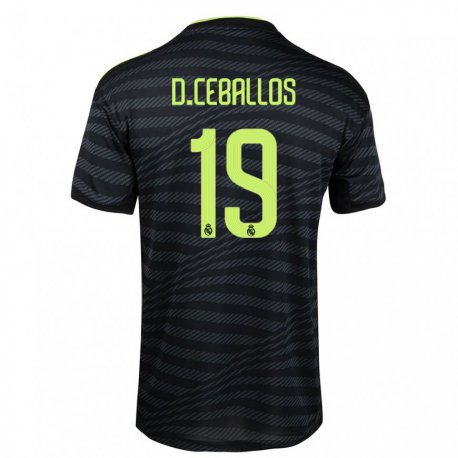 Kandiny Hombre Camiseta Dani Ceballos #19 Negro Gris Oscuro Equipación Tercera 2022/23 La Camisa Chile
