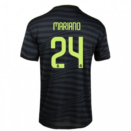 Kandiny Hombre Camiseta Mariano Diaz #24 Negro Gris Oscuro Equipación Tercera 2022/23 La Camisa Chile