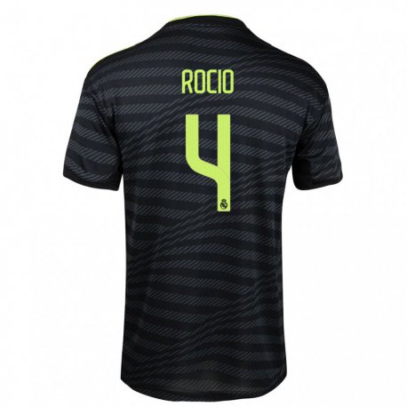 Kandiny Hombre Camiseta Rocio Galvez #4 Negro Gris Oscuro Equipación Tercera 2022/23 La Camisa Chile