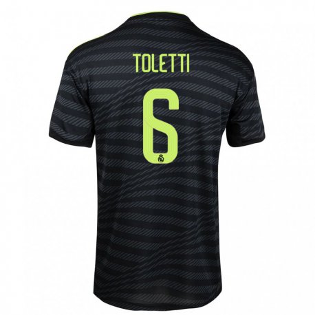 Kandiny Hombre Camiseta Sandie Toletti #6 Negro Gris Oscuro Equipación Tercera 2022/23 La Camisa Chile