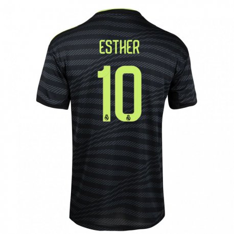 Kandiny Hombre Camiseta Esther Gonzalez #10 Negro Gris Oscuro Equipación Tercera 2022/23 La Camisa Chile