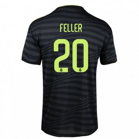 Kandiny Hombre Camiseta Naomie Feller #20 Negro Gris Oscuro Equipación Tercera 2022/23 La Camisa Chile