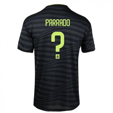 Kandiny Hombre Camiseta Diego Parrado #0 Negro Gris Oscuro Equipación Tercera 2022/23 La Camisa Chile