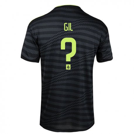 Kandiny Hombre Camiseta Iker Gil #0 Negro Gris Oscuro Equipación Tercera 2022/23 La Camisa Chile
