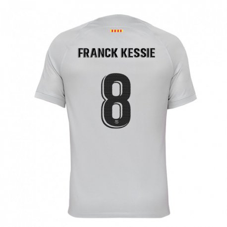 Kandiny Hombre Camiseta Franck Kessie #8 Gris Rojo Azul Equipación Tercera 2022/23 La Camisa Chile