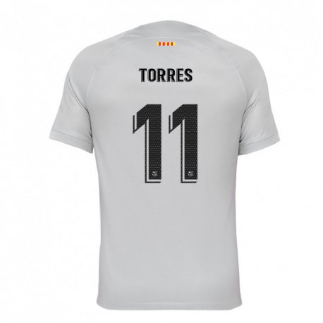 Kandiny Hombre Camiseta Ferran Torres #11 Gris Rojo Azul Equipación Tercera 2022/23 La Camisa Chile
