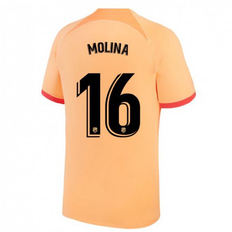 Kandiny Hombre Camiseta Nahuel Molina #16 Naranja Claro Equipación Tercera 2022/23 La Camisa Chile
