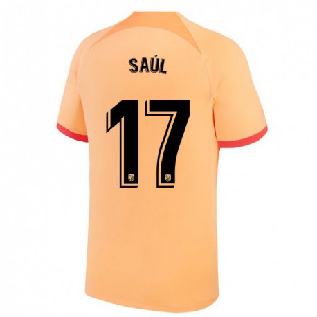 Kandiny Hombre Camiseta Saul Niguez #17 Naranja Claro Equipación Tercera 2022/23 La Camisa Chile