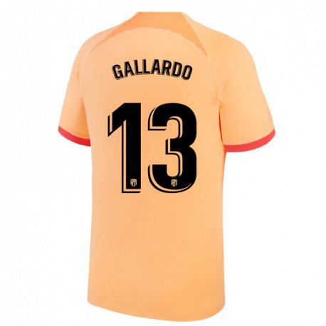 Kandiny Hombre Camiseta Lola Gallardo #13 Naranja Claro Equipación Tercera 2022/23 La Camisa Chile