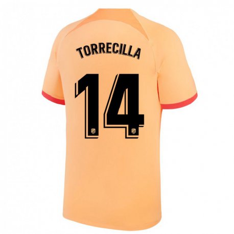 Kandiny Hombre Camiseta Virginia Torrecilla #14 Naranja Claro Equipación Tercera 2022/23 La Camisa Chile