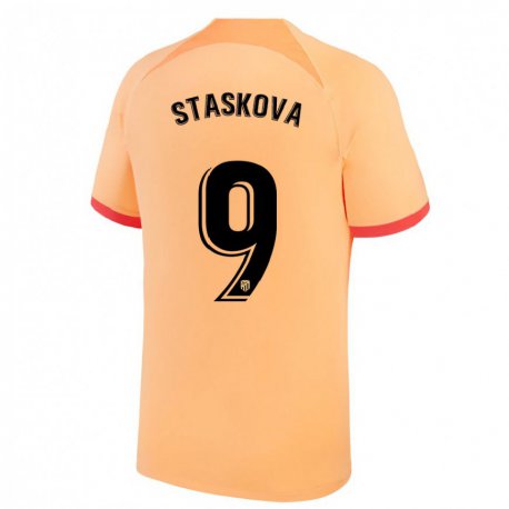Kandiny Hombre Camiseta Andrea Staskova #9 Naranja Claro Equipación Tercera 2022/23 La Camisa Chile