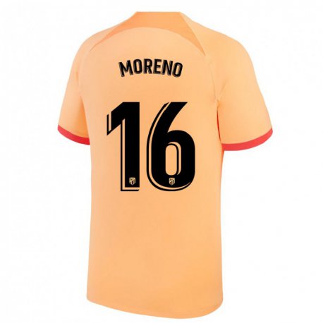 Kandiny Hombre Camiseta Marco Moreno #16 Naranja Claro Equipación Tercera 2022/23 La Camisa Chile