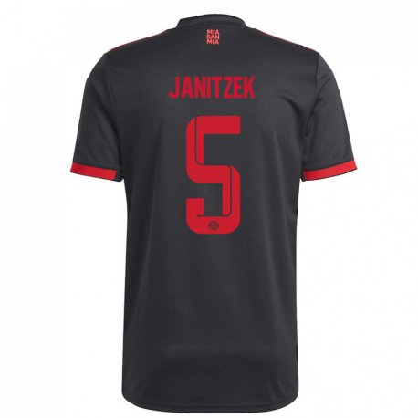 Kandiny Hombre Camiseta Justin Janitzek #5 Negro Y Rojo Equipación Tercera 2022/23 La Camisa Chile