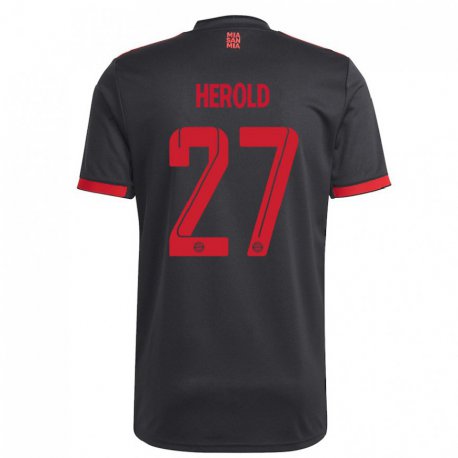 Kandiny Hombre Camiseta David Herold #27 Negro Y Rojo Equipación Tercera 2022/23 La Camisa Chile