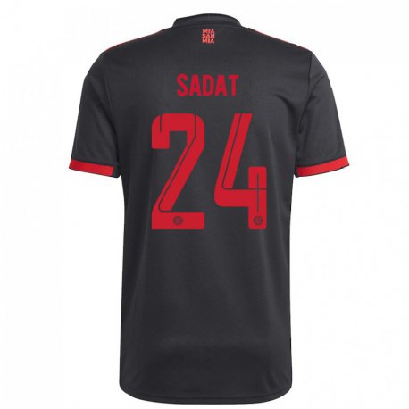 Kandiny Hombre Camiseta Mudaser Sadat #24 Negro Y Rojo Equipación Tercera 2022/23 La Camisa Chile