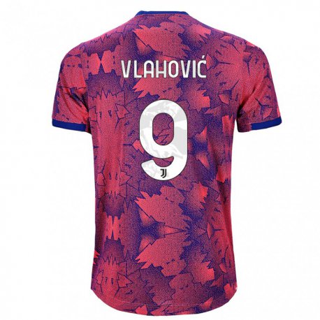Kandiny Hombre Camiseta Dusan Vlahovic #9 Rosa Rojo Azul Equipación Tercera 2022/23 La Camisa Chile