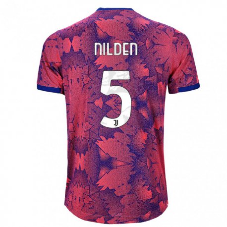 Kandiny Hombre Camiseta Amanda Nilden #5 Rosa Rojo Azul Equipación Tercera 2022/23 La Camisa Chile
