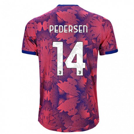 Kandiny Hombre Camiseta Sofie Junge Pedersen #14 Rosa Rojo Azul Equipación Tercera 2022/23 La Camisa Chile