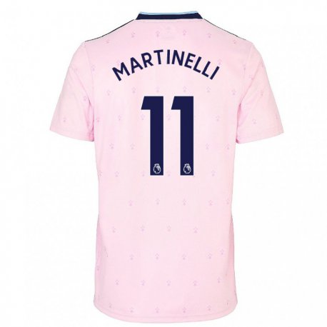 Kandiny Hombre Camiseta Gabriel Martinelli #11 Rosa Azul Marino Equipación Tercera 2022/23 La Camisa Chile