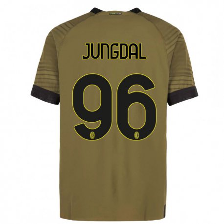 Kandiny Hombre Camiseta Andreas Jungdal #96 Verde Oscuro Negro Equipación Tercera 2022/23 La Camisa Chile