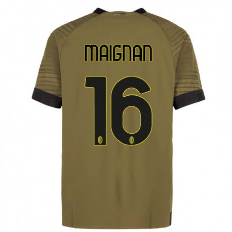 Kandiny Hombre Camiseta Mike Maignan #16 Verde Oscuro Negro Equipación Tercera 2022/23 La Camisa Chile