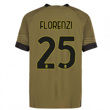 Kandiny Hombre Camiseta Alessandro Florenzi #25 Verde Oscuro Negro Equipación Tercera 2022/23 La Camisa Chile