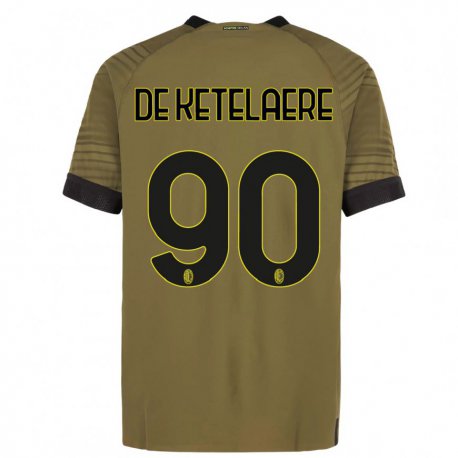 Kandiny Hombre Camiseta Charles De Ketelaere #90 Verde Oscuro Negro Equipación Tercera 2022/23 La Camisa Chile