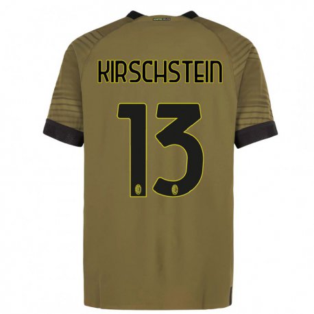 Kandiny Hombre Camiseta Merle Kirschstein #13 Verde Oscuro Negro Equipación Tercera 2022/23 La Camisa Chile