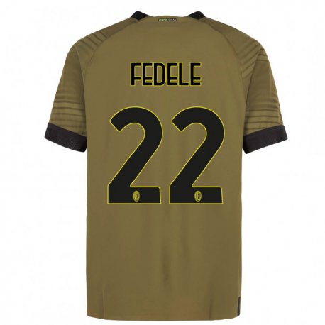 Kandiny Hombre Camiseta Noemi Fedele #22 Verde Oscuro Negro Equipación Tercera 2022/23 La Camisa Chile