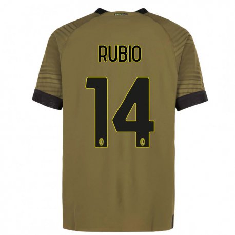 Kandiny Hombre Camiseta Silvia Rubio #14 Verde Oscuro Negro Equipación Tercera 2022/23 La Camisa Chile