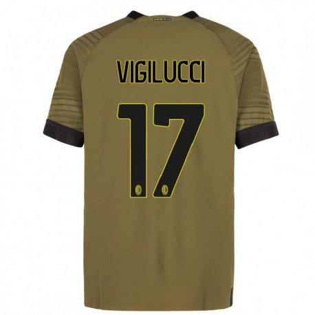 Kandiny Hombre Camiseta Valery Vigilucci #17 Verde Oscuro Negro Equipación Tercera 2022/23 La Camisa Chile