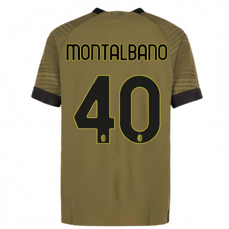 Kandiny Hombre Camiseta Nicolo Montalbano #40 Verde Oscuro Negro Equipación Tercera 2022/23 La Camisa Chile