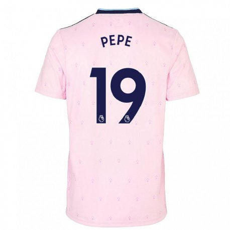 Kandiny Hombre Camiseta Nicolas Pepe #19 Rosa Azul Marino Equipación Tercera 2022/23 La Camisa Chile