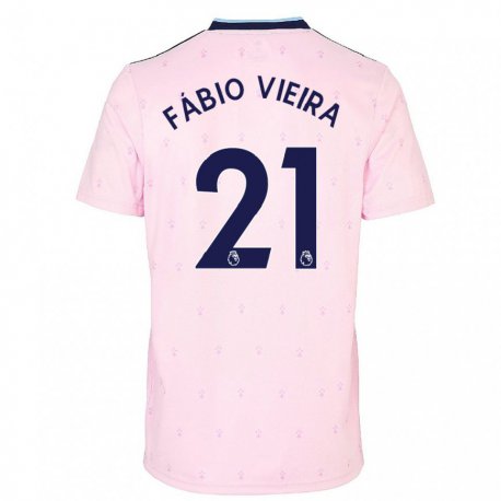 Kandiny Hombre Camiseta Fabio Vieira #21 Rosa Azul Marino Equipación Tercera 2022/23 La Camisa Chile