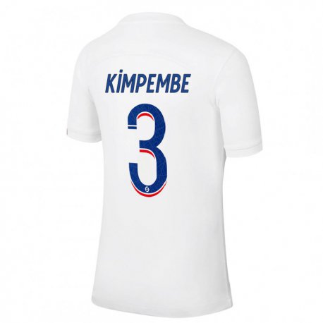 Kandiny Hombre Camiseta Presnel Kimpembe #3 Azul Blanco Equipación Tercera 2022/23 La Camisa Chile
