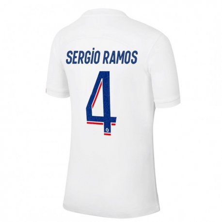 Kandiny Hombre Camiseta Sergio Ramos #4 Azul Blanco Equipación Tercera 2022/23 La Camisa Chile