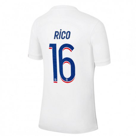 Kandiny Hombre Camiseta Sergio Rico #16 Azul Blanco Equipación Tercera 2022/23 La Camisa Chile