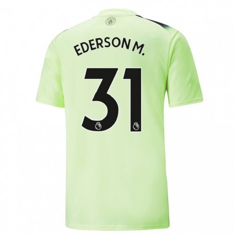 Kandiny Hombre Camiseta Ederson Moraes #31 Verde Gris Oscuro Equipación Tercera 2022/23 La Camisa Chile