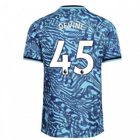 Kandiny Hombre Camiseta Alfie Devine #45 Azul Azul Marino Equipación Tercera 2022/23 La Camisa Chile