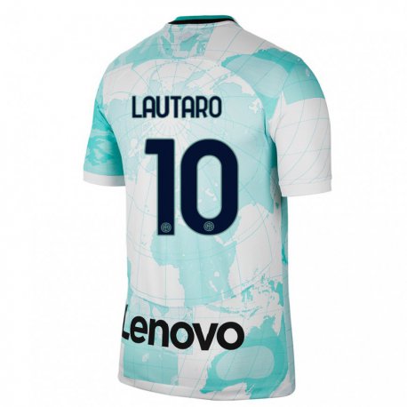Kandiny Mujer Camiseta Lautaro Martinez #10 Verde Claro Blanco Equipación Tercera 2022/23 La Camisa Chile
