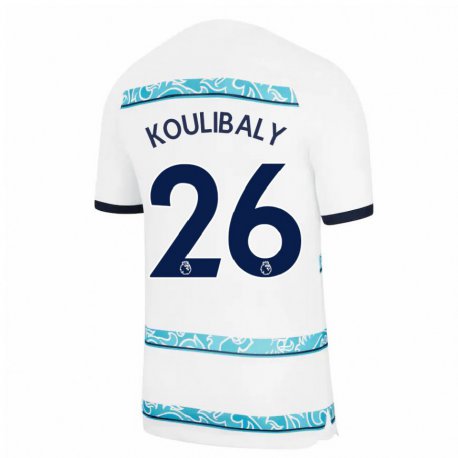 Kandiny Mujer Camiseta Kalidou Koulibaly #26 Blanco Azul Claro Equipación Tercera 2022/23 La Camisa Chile