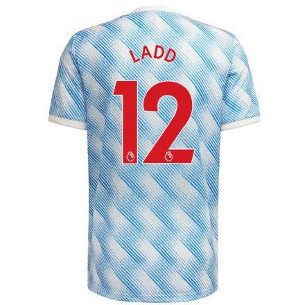Mujer Fútbol Camiseta Hayley Ladd #12 Azul Blanco 2ª Equipación 2021/22 La Camisa Chile