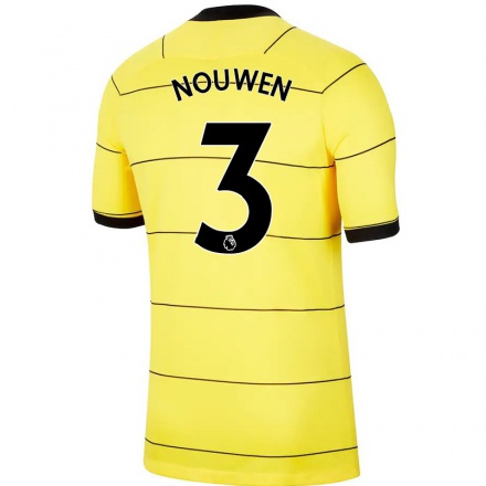 Mujer Fútbol Camiseta Aniek Nouwen #3 Amarillo 2ª Equipación 2021/22 La Camisa Chile